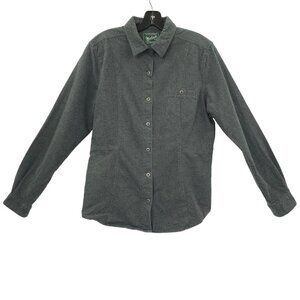 Woolrich Charcoal Heather Gray Snap Front Shirt Womens Size L Cotton Long Sleeve